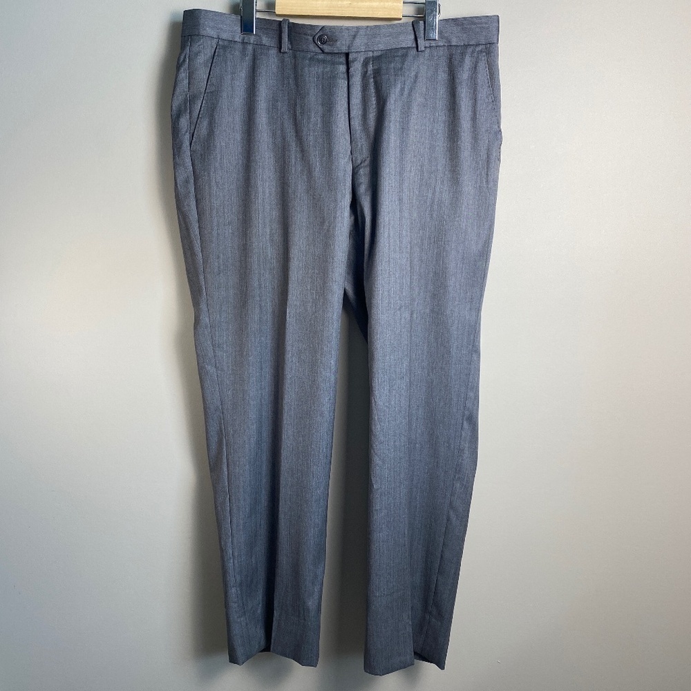 Balmier Fashion‎ Men's Silver/Gray Wool/Silk Blend Dress Pant